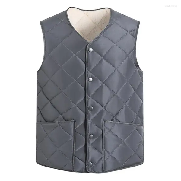 Giubbotti da uomo giret gilet inverno inverno imbottitura a v-torna con la chiusura abbottonatura giacca senza maniche a prova di freddo autunno solido