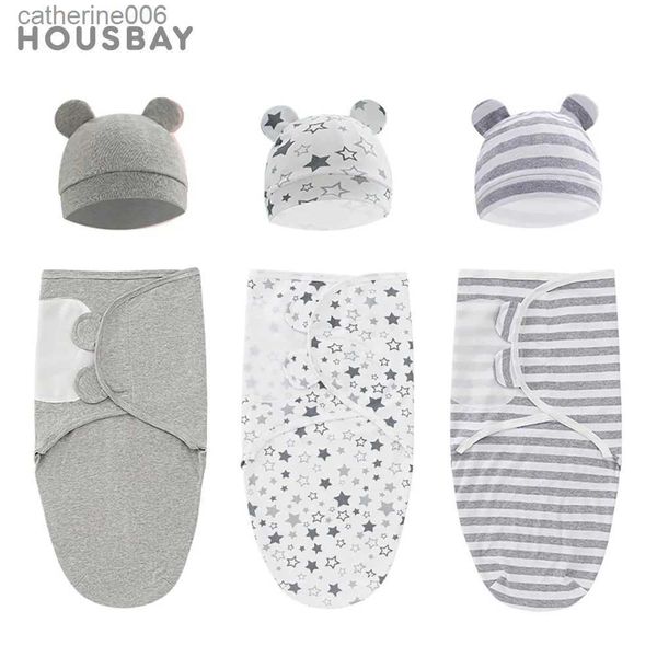 Schlafsäcke 0-3Monate Neugeborenen Baby Schlafsack Mit Hut Set Einstellbare Baby Swaddle Decke Sommer Dünne Atmungsaktive Weiche Baumwolle Jungen mädchenL231225