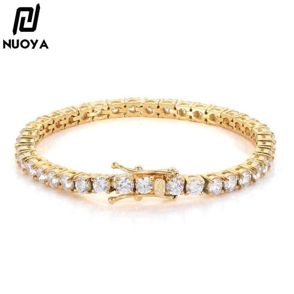 Gioielli in acciaio inossidabile da 4 mm con micro set di inserti in zirconi con fibbia e catena da tennis per bracciale hip-hop