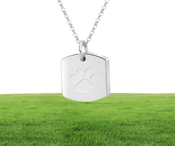 Joyería de cremación de perros para cenizas Colgante de pata de mascota de acero inoxidable Soporte de recuerdo Cenizas para mascotas Collar de urna funeraria conmemorativa humana para hombres y mujeres2535262