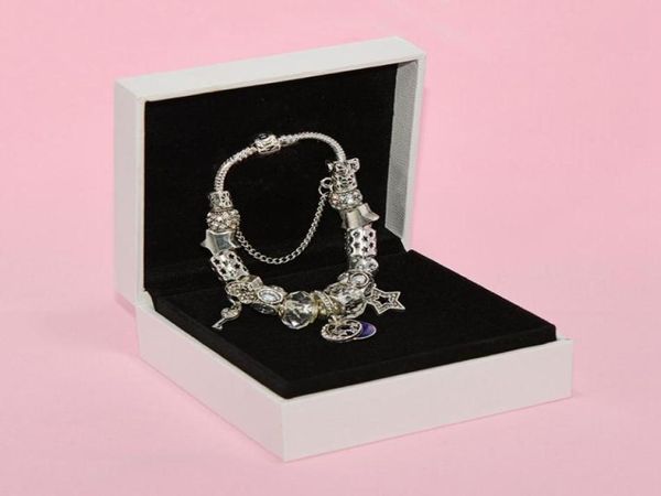 Bracciale CHARM classico fai da te stelle luna braccialetto con perline bianche per gioielli P con scatola originale regalo di compleanno di alta qualità1978560