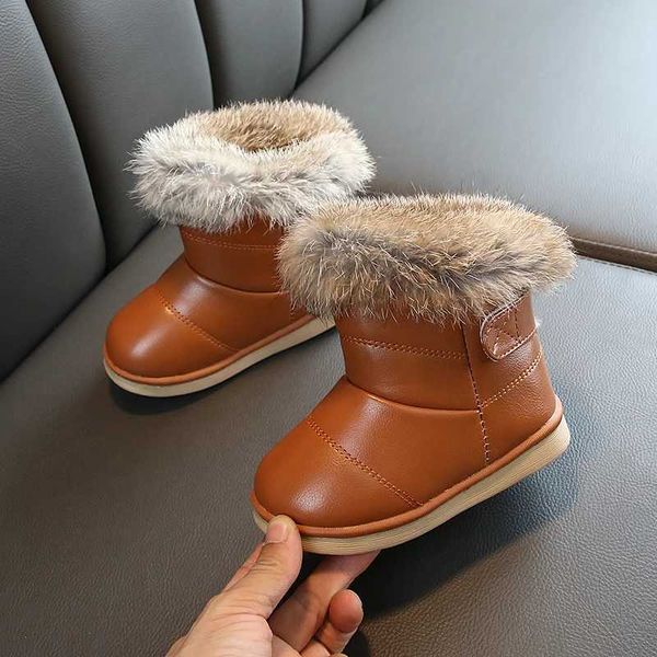 Crianças botas quentes meninos meninas neve de inverno com pele 1-6 anos crianças sapatos de fundo macio 230922