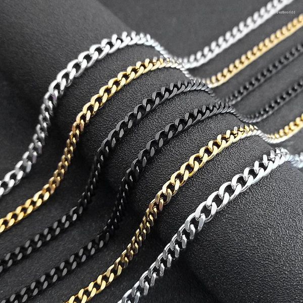 Ketten Punk Edelstahl Lateral Linkkette Halskette für Männer Silber/Gold/Schwarze Farbe Kubaner HipHop Basic Schmuck, der Geschenkkragen macht