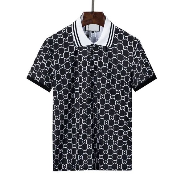 Polo moda uomo T-shirt da uomo italiana di lusso Manica corta Camicia casual estiva da uomo Designer risvolto stampa scozzese a pois Asciugatura rapida Polo Boss Alta qualità