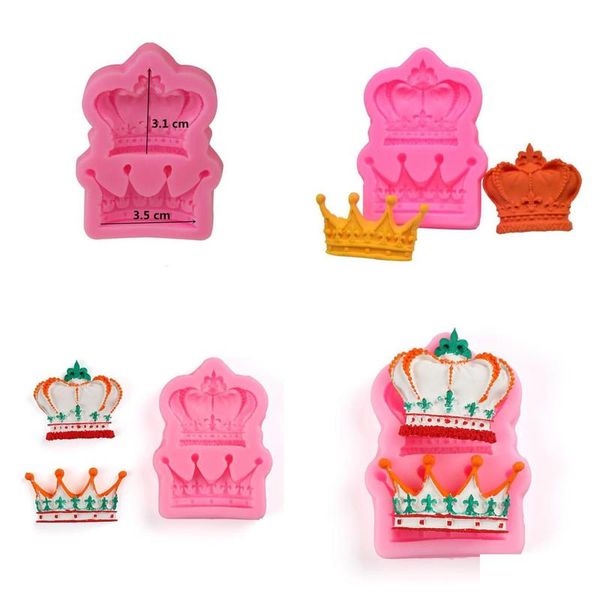 Moldes de cozimento Royal Crown Sile Fandont Mods Sílica Gel Coroas Moldes de Chocolate Doces Mod Bolo Ferramentas de Decoração Cor Sólida AA Drop de Dh8Bj