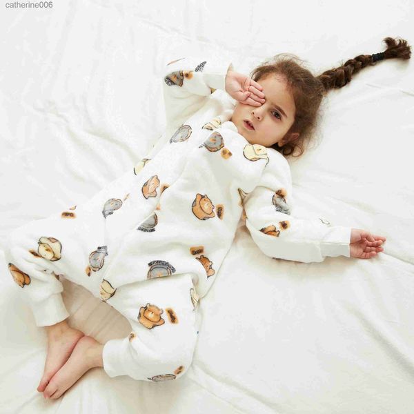 Uyku Tulumları Kigurumi Flanel Çocuklar Bebek Uyku Çubuğu Çuval Sıcak Kış Giysileri Toddler Sleep Swack Pijamaları Kızlar İçin Erkek Çocuklar 1-6 Yıll231225