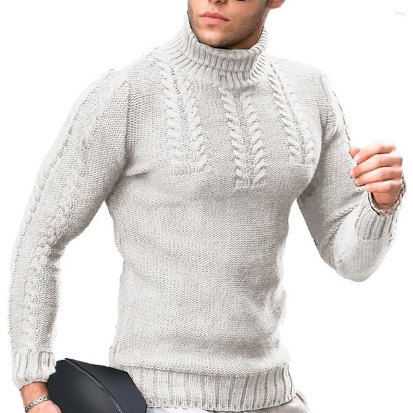 Camisolas masculinos Turtleneck de suéter Twited Twisted Acrílico Exército Black Black escuro cinza cinza marinho azul branco de alta qualidade