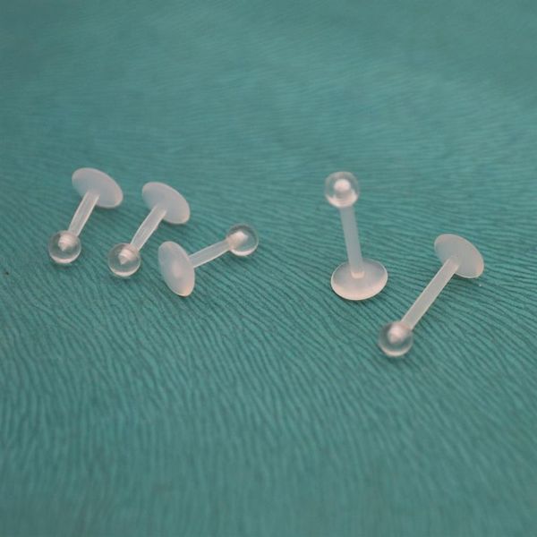Bioflex retenção de lábios de lábio reto anéis de labretão de brincos claros bio bio 6mm 8mm 10mm 16g jóias de piercing de moda241j