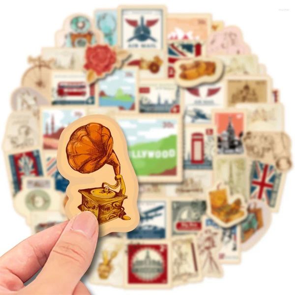 Hediye Sargısı İngiliz Amerikan Vintage Damga Çıkartmaları Dizüstü Kırtasiye DIY Sticker Craft Malzemeleri Scrapbooking Malzeme 50 PCS