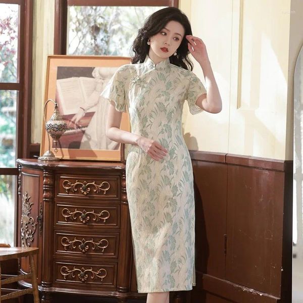 Ethnische Kleidung Spitze eleganter chinesischer Stil Cheongsam Frauen Qipao traditioneller Mandarin Kragen Party Kleid Sommer Bankettkleid Outfits
