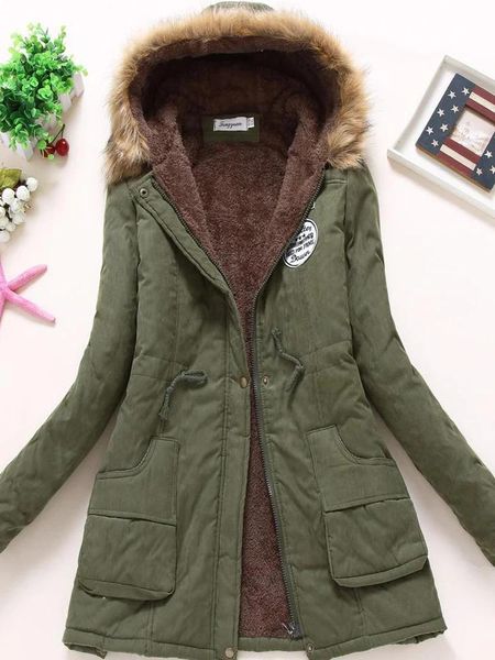 Jacken Fitaylor Neue Winter gepolsterte Schichten Frauen Baumwollwattenjacke mittelgroße Parkas dicke warme Kapuze -Steel -Schnee -Outwear Abrigos