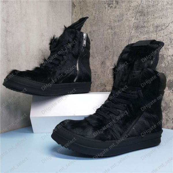 Botas de tornozelo de cabelo de pônei moda homem de couro botas curtas estilo punk tênis masculinos p25d50