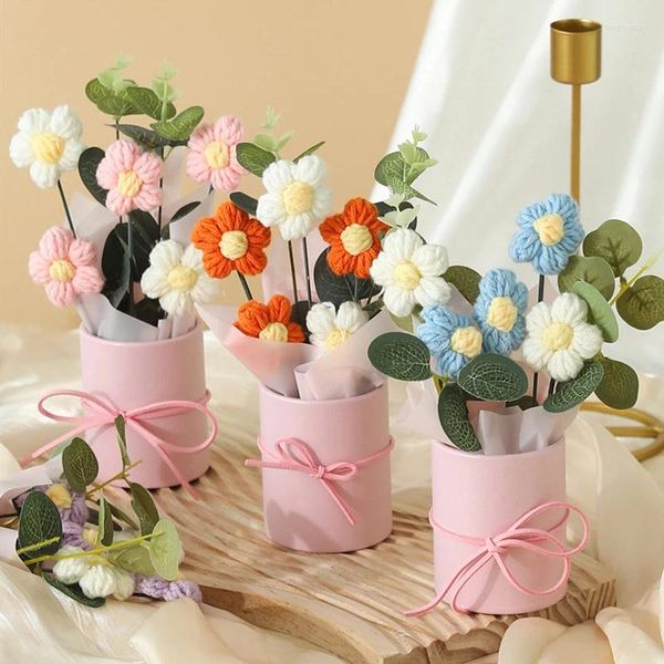 Flores decorativas do dia dos namorados DIY Puff Gift Knit