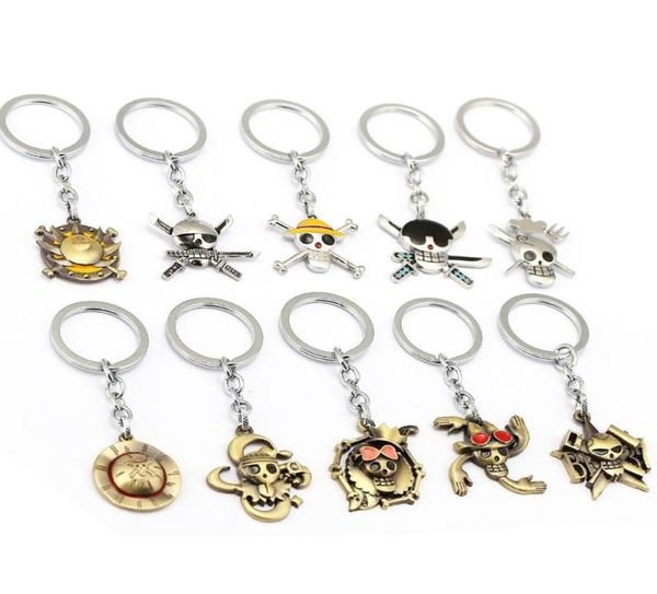 MS Jewelry Anime One Piece CARCHAIN ​​CAR Charm Key Chain Luffy Zoro Sanji Nami Cleing держатель кольца Chaveiro Pendant2354038