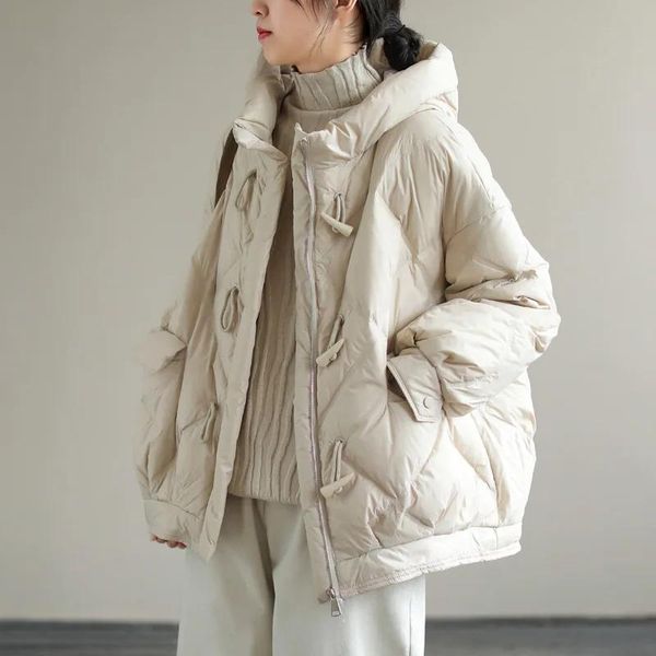Jackets Inverno Novo estilo coreano colar de colar parka casaco de moda feminina com capuz de casacos e jaquetas de mulheres soltas curtas e soltas