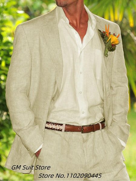 Giacche nuove stagioni Four Seasons Linen Men's Abita da 2 pezzi Set Paint Set Elegant Tuxedos Male Fashion Costume Wedding Homme Wedding (giacca+pantaloni)