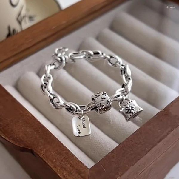 Pulseiras de link letra letra pequena pulseira de casal simples para mulheres design vintage