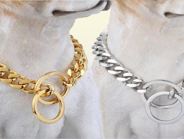 10121517mm 316L Aço inoxidável prata colorgold color color cadeia cadeia colar de cães para cães Colar 1232quot Chokers36293973218116