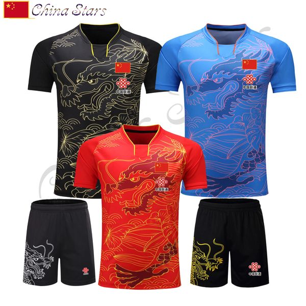 Shirt Nuova Cina Dragon Tavolo Maglie da tennis Shorts Men / Women / Child Ping Pong Jersey Table Tennis Set di camicie da tennis da tavolo