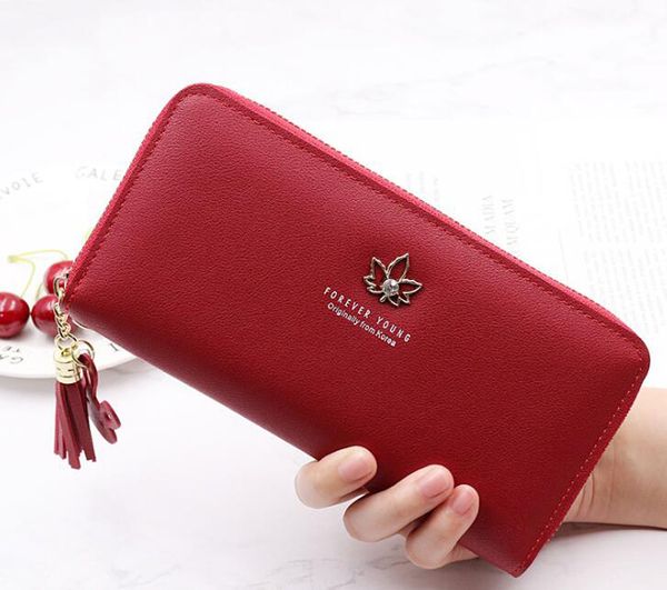 30 pezzi DHL SACCA DI PELLA PELLO DHL Women's Long Leaf Long Wallet Clutch Clutch Borse 6 colori