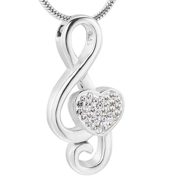 IJD11531 Goldener Einäscherung Schmuck Halten Sie Clear Crystal Heart Musik.