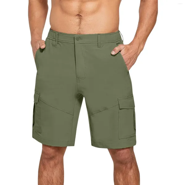 Herrenhose Männlich männlicher Sommer loser massiver Ladung Pant Semi Elastic Taille Reißverschluss Taschenshorts Schweiß