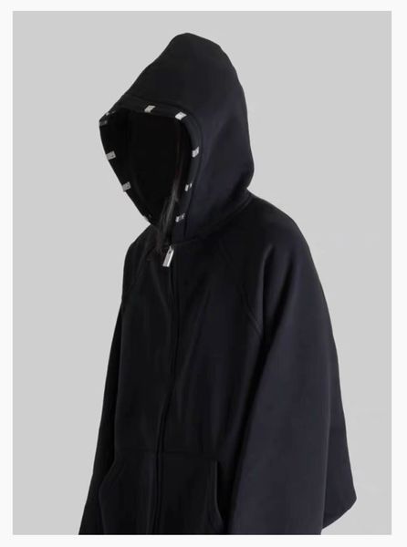 High Street Marka Alyx 1017 Erkek Ceket Alyx Metal Toka Fermuarı Peluş Hoodie Perçin Sıradan Çok Yönlü Siyah Kapşonlu Ceket İş Cep Pamuk Ceket