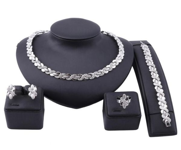 Set di gioielli di dichiarazione Set di gioielli di collana di colore oro argento di marca Dubai Set di accessori per donna da sposa nigeriani interi2719954