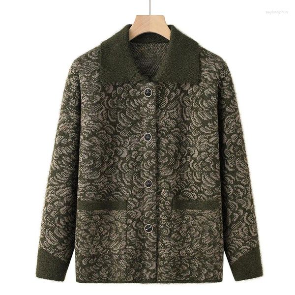 Magliette da donna fdfklak nonna primaverile cardigan bavani bavani autunno donna di mezza età cappotto sciolto di vestiti coreani da donna coreana