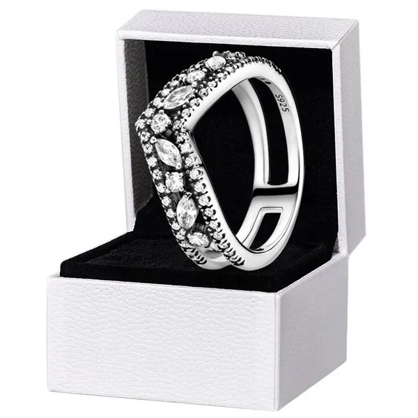 Nova marquise duplo wishbone anel autêntico prata esterlina rosa ouro feminino jóias de casamento para anéis de diamante cz com caixa original