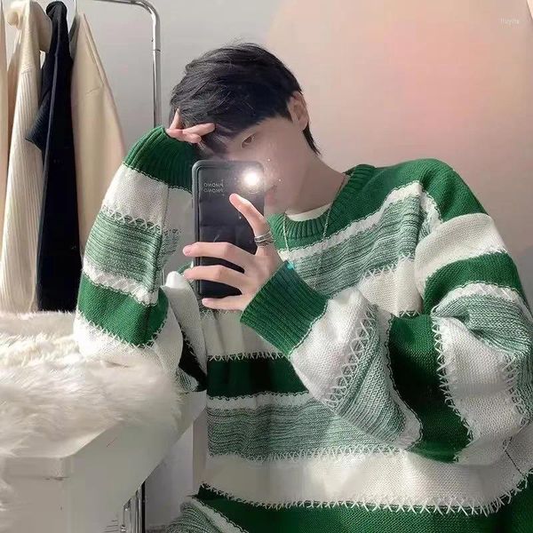 Мужские свитера-мужчина панель с O-образным вырезом 2023 Осенний зимний корейский простой теплый вязаный свитер.