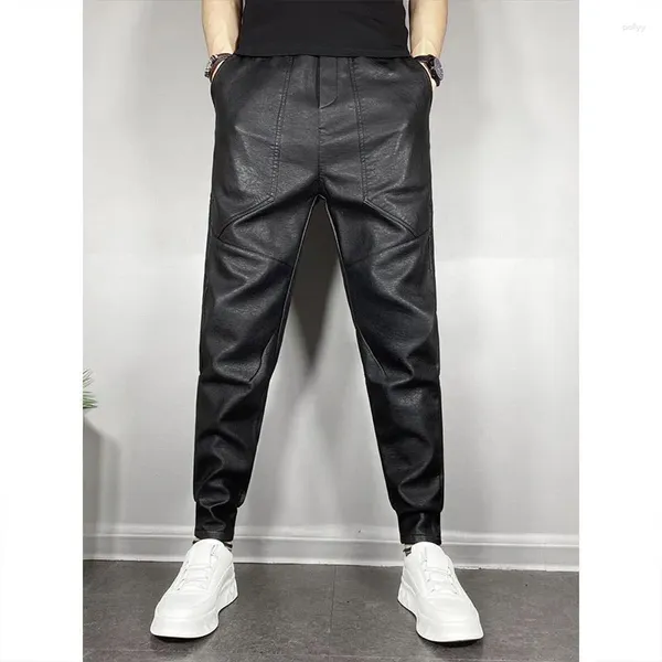 Calça masculina kpop moda moda harajuku slim fit ropa hombre solto all mouch esport sport casual coreano bolso sólido couro