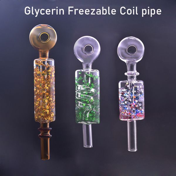 2pcs Freezable Glycerin Coil Стеклянные стеклянные трубы толстые стеклянные масляные трубы Pyrex