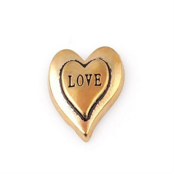 20pcs Lot Gold Color Love Word Letter Charm Diy Cuore Flottaio galleggiante Famio adatto per Memoria Glass Locket263Q