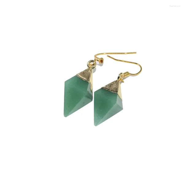 Dangle Ohrringe Natural Aventurine Quarz Gold Plated Femme 2023 Grüne schöne quadratische Lange Edelstein Steinstropfen für Frauen Geschenk