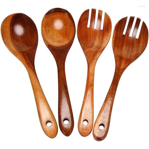 Set di stoviglie Server insalata in legno Set di forchetta da cucchiaio da 4 gigantesche promozione