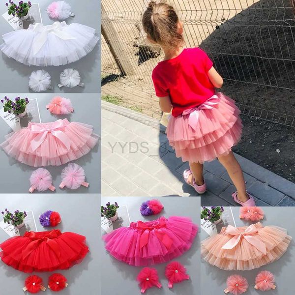 Signe bambine ragazze tulle tutu bloomer pannolini neonati coprono gonne corte+ragazze a fascia 2 gonne gonne galla per bambini per 0-3 annizln231225