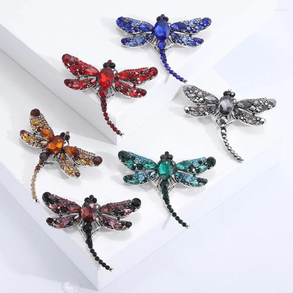 Spille Designer di insetti floreali cristallini Dragonfly Pins for Women's Abbigliamento BASSO