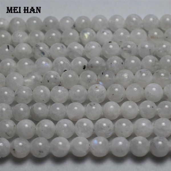 Meihan inteiro aproximadamente 48 baça de poço genuíno a 8mm -0 2 arco -íris Moonstone lish redonda contas soltas para jóias diy making 200930281q