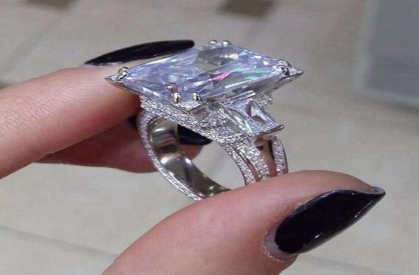 Кольцо Vecalon с большой Эйфелевой башней, стерлинговое серебро 925 пробы, 8 карат, 5A, эффектное обручальное кольцо для женщин, свадебные украшения6510256