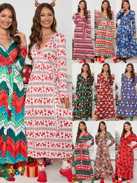 Vestidos casuais vestir mulheres inverno para um tamanho longo de tamanho de Natal