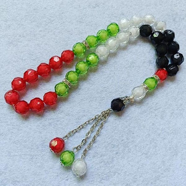 Strand Islamic Musulmano portatile Rosario Bracciale 33 perle di dito di preghiera 10 mm colorate a catena acrilica gioielli religiosi per donne uomini