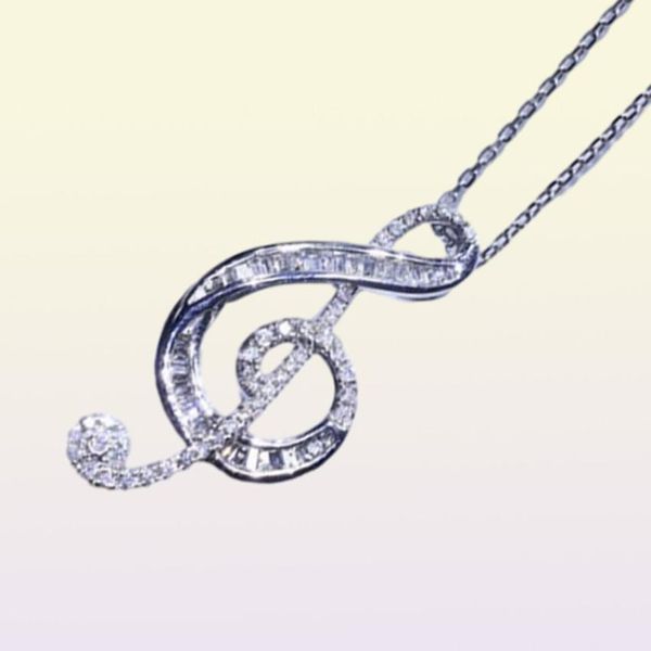 Nuovi gioielli di lusso in argento sterling 925 di alta qualità completo di topazio bianco CZ diamante amore nota ciondolo donne clavicola di nozze Nec8506493