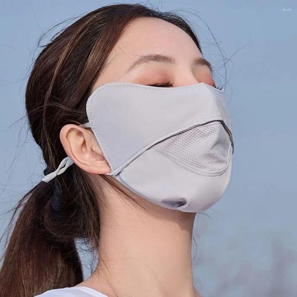Lenços de lenços capa de face de protetor solar véu anti-UV cor sólida máscara gini máscara acionando o verão womne sol chapéus
