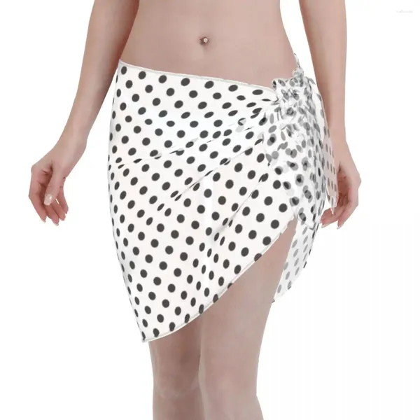 Kadın Mayo Sevimli Polka Dot Pareo Eşarp Kapağı Kadın Sheer Beach Elbise Bikini Up