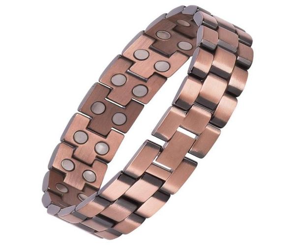 Bracciale vintage antidolorifico magnetico in rame puro per uomo terapia magneti a doppia fila catena a maglie gioielli da uomo5709938