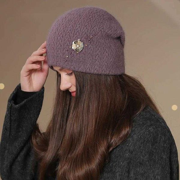 Inverno mantieni il cappello a maglia calda per le donne eleganti secchio materno di mezza età ciclistica 230920