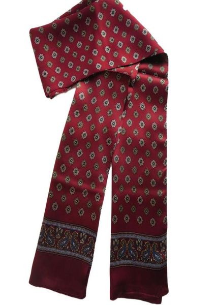 Schals eleganter Männer039s 100 Seidenschal Doppelschicht Langes Neckerchief Blau Rot Brown8461036