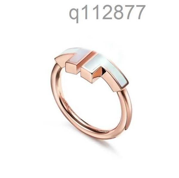 Anillo abierto en T chapado en oro de 18 quilates para mujer, anillo de diamantes con letras simples a la moda, regalo de boda para el día de San Valentín