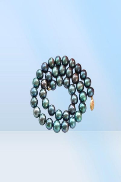 Новое круглое ожерелье из культивированного пресноводного жемчуга «Черный павлин» диаметром 910 мм 18 WW5990144
